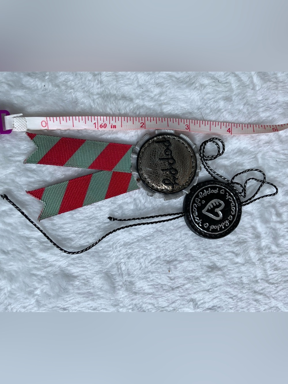 Coach Red and Green Striped Ribbon Charm Pair (57)